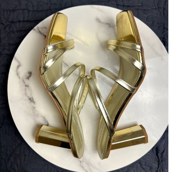 Marc Fisher Women's Kristin Heeled Sandal Strappy Gold Block Heels SZ 8.5 : NWOT - Picture 4 of 15